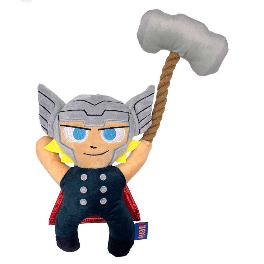 Marvel Thor Avengers Plush Clinker Squeaker Rope Toy S/M/L‎ Dog Chew Tug Toy